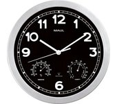 MAUL Reloj de pared drive, Ø 300 mm, de plástico, marco plateado, mecanismo de relojería controlado por radio