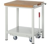 eurokraft pro Banco de trabajo móvil y descendible, construcción de bastidor Serie 8000, 1 repisa, A x P 750 x 700 mm