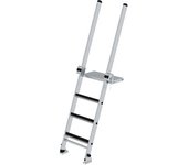 MUNK Escalera para foso con peldaños planos, plataforma ajustable de forma flexible, 3 peldaños, sin pasamanos