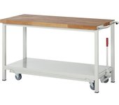 eurokraft pro Banco de trabajo móvil y descendible, construcción de bastidor Serie 8000, 1 repisa, A x P 1500 x 700 mm