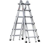 euroline Escalera plegable Alu-Vario, con largueros telescópicos, 4 x 6 peldaños estrechos