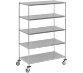 Kongamek Carro con pisos de acero inoxidable, soldado, L x A x H 1075 x 575 x 1650 mm, 5 pisos