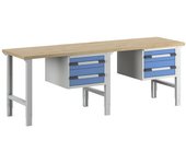 eurokraft pro Banco de trabajo, sistema modular Serie 7000, 4 cajones, extra ancho, A x P 2500 x 700 mm