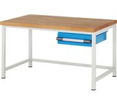 eurokraft pro Banco de trabajo, construcción de bastidor Serie 8000, 1 cajón de 150 mm, A x P 1500 x 900 mm