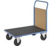 eurokraft pro Carro de plataforma con paredes de madera, con 1 pared frontal, L x A 1050 x 700 mm, azul luminoso