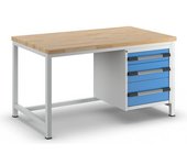 eurokraft pro Banco de trabajo, construcción de bastidor Serie 8000, 3 cajones: 1 x 120, 1 x 180, 1 x 240 mm, A x P 1500 x 900 mm