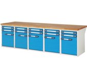 eurokraft pro Banco de trabajo, sistema modular Serie 7000, 10 cajones, 5 puertas, profundidad 900 mm, anchura 3000 mm
