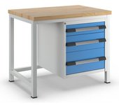 eurokraft pro Banco de trabajo, construcción de bastidor Serie 8000, 3 cajones: 1 x 120, 1 x 180, 1 x 240 mm, A x P 1000 x 700 mm