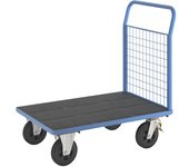 eurokraft pro Carro de plataforma, 1 pared frontal alta de rejilla, L x A 1050 x 700 mm, cubiertas de caucho macizo