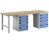 eurokraft pro Banco de trabajo, sistema modular Serie 7000, 8 cajones, extra ancho, A x P 2500 x 900 mm