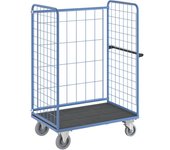 eurokraft pro Carro con pisos, rejilla de alambre por tres lados, carga máx. 500 kg, freno centralizado, L x A de la cama 1175 x 755 mm