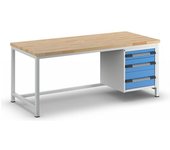eurokraft pro Banco de trabajo, construcción de bastidor Serie 8000, 3 cajones: 1 x 120, 1 x 180, 1 x 240 mm, A x P 2000 x 900 mm
