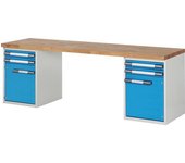 eurokraft pro Banco de trabajo, sistema modular Serie 7000, 4 cajones, 2 puertas, A x P 2500 x 700 mm