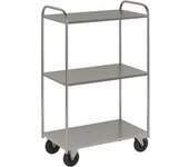 Kongamek Carro con pisos KM41, 3 pisos, L x A x H 955 x 550 x 1470 mm, galvanizado, 2 ruedas de maniobra con freno, 2 ruedas fijas
