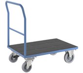 eurokraft pro Carro de plataforma, manija tubular, con freno centralizado, L x A 1100 x 700 mm, azul luminoso