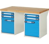 eurokraft pro Banco de trabajo, sistema modular Serie 7000, 4 cajones, 2 puertas, A x P 1500 x 900 mm