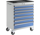 eurokraft pro Cajonera, rodante, H x A x P 930 x 700 x 450 mm, cajones: 3 x 75, 3 x 100, 1 x 125 mm