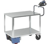 eurokraft pro Carro de montaje con accionamiento eléctrico, 2 pisos galvanizados, L x A x H 1470 x 700 x 1300 mm, galvanizada