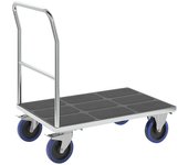 eurokraft pro Carro de plataforma con manija tubular, ruedas totalmente elásticas, galvanizadas, L x A de las camas 1050 x 700 mm