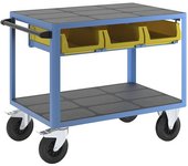 eurokraft pro Carro de montaje, carga máx. 500 kg, con 3 cajas de PE como cajones, L x A x H 1130 x 700 x 895 mm