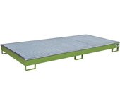 eurokraft pro Cubeta de fondo con recipiente interior de PE para estanterías, con rejilla, 240 l, L x A x H 2665 x 1315 x 210 mm, verde