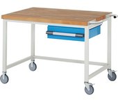 eurokraft pro Banco de trabajo rodante Serie 8000, construcción de bastidor, 1 cajón colgante, A x P 1250 x 900 mm