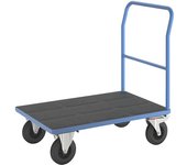 eurokraft pro Carro de plataforma, manija tubular, cubiertas de caucho macizo, L x A 1050 x 700 mm, azul luminoso