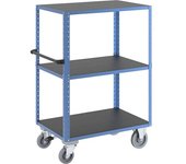 eurokraft pro Carro con pisos CustomLine, abierto por los 4 lados, 3 pisos, con freno centralizado, azul luminoso RAL 5012