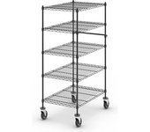 kaiserkraft Mesa rodante con rejilla de alambre, negra, con 5 pisos, L x A x H 910 x 610 x 1670 mm