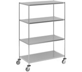 Kongamek Carro con pisos de acero inoxidable, soldado, L x A x H 1075 x 575 x 1650 mm, 4 pisos