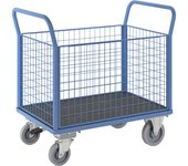 eurokraft pro Carro de plataforma, 4 paredes altas de rejilla, con freno centralizado, L x A 1150 x 700 mm