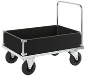 Kongamek Carro de plataforma galvanizado, caja baja, L x A 1000 x 700 mm, 2 ruedas de maniobra y 2 fijas