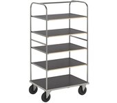 Kongamek Carro con pisos multiusos KM338, L x A x H 1000 x 700 x 1800 mm, galvanizado, 2 ruedas de maniobra y 2 fijas