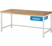 eurokraft pro Banco de trabajo, construcción de bastidor Serie 8000, 1 cajón de 150 mm, A x P 2000 x 900 mm