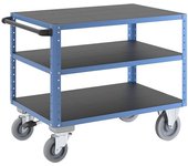 eurokraft pro Carro de montaje CustomLine, 3 pisos, con freno centralizado, azul luminoso