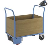 eurokraft pro Carro de plataforma con accionamiento eléctrico, 4 paredes altas de MDF, L x A x H 1420 x 700 x 1300 mm