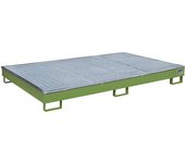 eurokraft pro Cubeta de fondo con recipiente interior de PE para estanterías, con rejilla, 240 l, L x A x H 2165 x 1315 x 230 mm, verde