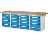 eurokraft pro Banco de trabajo, sistema modular Serie 7000, 16 cajones, A x P 2500 x 900 mm