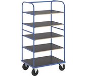 Kongamek Carro con pisos multiusos KM338, L x A x H 1000 x 700 x 1800 mm, azul, 2 ruedas de maniobra con freno, 2 ruedas fijas