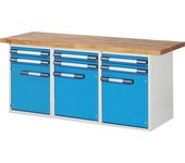 eurokraft pro Banco de trabajo, sistema modular Serie 7000, 6 cajones, 3 puertas, A x P 2000 x 700 mm