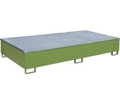 eurokraft pro Cubeta de fondo con recipiente interior de PE para estanterías, con rejilla, 1000 l, L x A x H 2665 x 1315 x 440 mm, verde