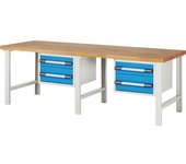 eurokraft pro Banco de trabajo, sistema modular Serie 7000, 4 cajones, extra ancho, A x P 2500 x 900 mm