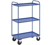 Kongamek Carro con pisos KM41, 3 pisos con remate, L x A x H 955 x 550 x 1490 mm, azul, 2 ruedas de maniobra y 2 fijas