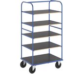Kongamek Carro con pisos multiusos KM338, L x A x H 1000 x 700 x 1800 mm, azul, 2 ruedas de maniobra y 2 fijas
