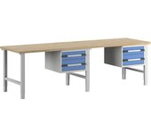 eurokraft pro Banco de trabajo, sistema modular Serie 7000, 4 cajones, extra ancho, A x P 3000 x 900 mm