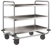 B.PRO Carrito de servicio de acero inoxidable BLANCO, con 3 pisos, carga máx. 200 kg, L x A x H 1100 x 700 x 1010 mm