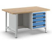 eurokraft pro Banco de trabajo, construcción de bastidor Serie 8000, 4 cajones: 2 x 120, 2 x 150 mm, A x P 1500 x 900 mm