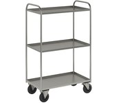 Kongamek Carro con pisos KM41, 3 pisos con remate, L x A x H 955 x 550 x 1490 mm, galvanizado, 2 ruedas de maniobra y 2 fijas