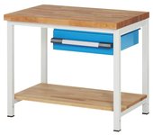 eurokraft pro Banco de trabajo, construcción de bastidor Serie 8000, 1 cajón de 150 mm, 1 estante, A x P 1000 x 700 mm