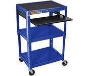 kaiserkraft Carro metálico, carga máx. 135 kg, 3 pisos, con bandeja extraíble, armazón azul